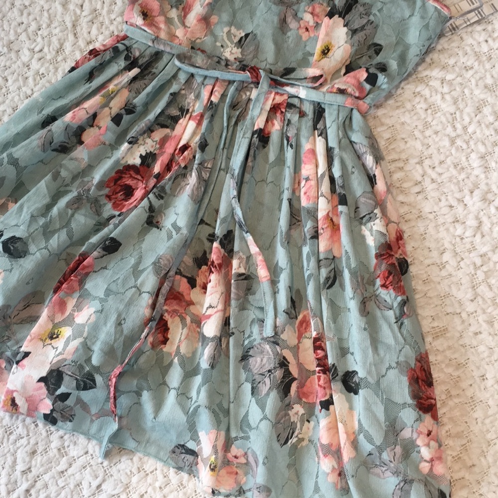 NWT Lace Fit & Flair Floral Dress Netted Underlay - Picture 6 of 16
